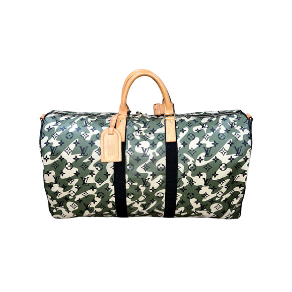 Louis Vuitton Keepall Bandouliere 55 Camo Monogramouflage Weekend Travel Bag - Picture 1 of 13